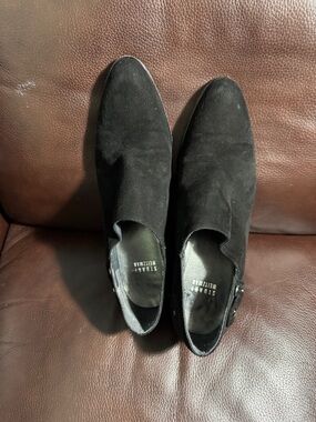 Stuart Weitzman Black Suede Slip-On Loafers